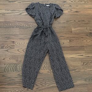 Calvin Klein Black Jumpsuit with White Leaf Print